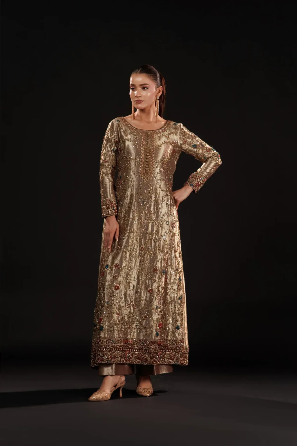 Usama Silk – Gilded Mosaic antique-gold embellished formal